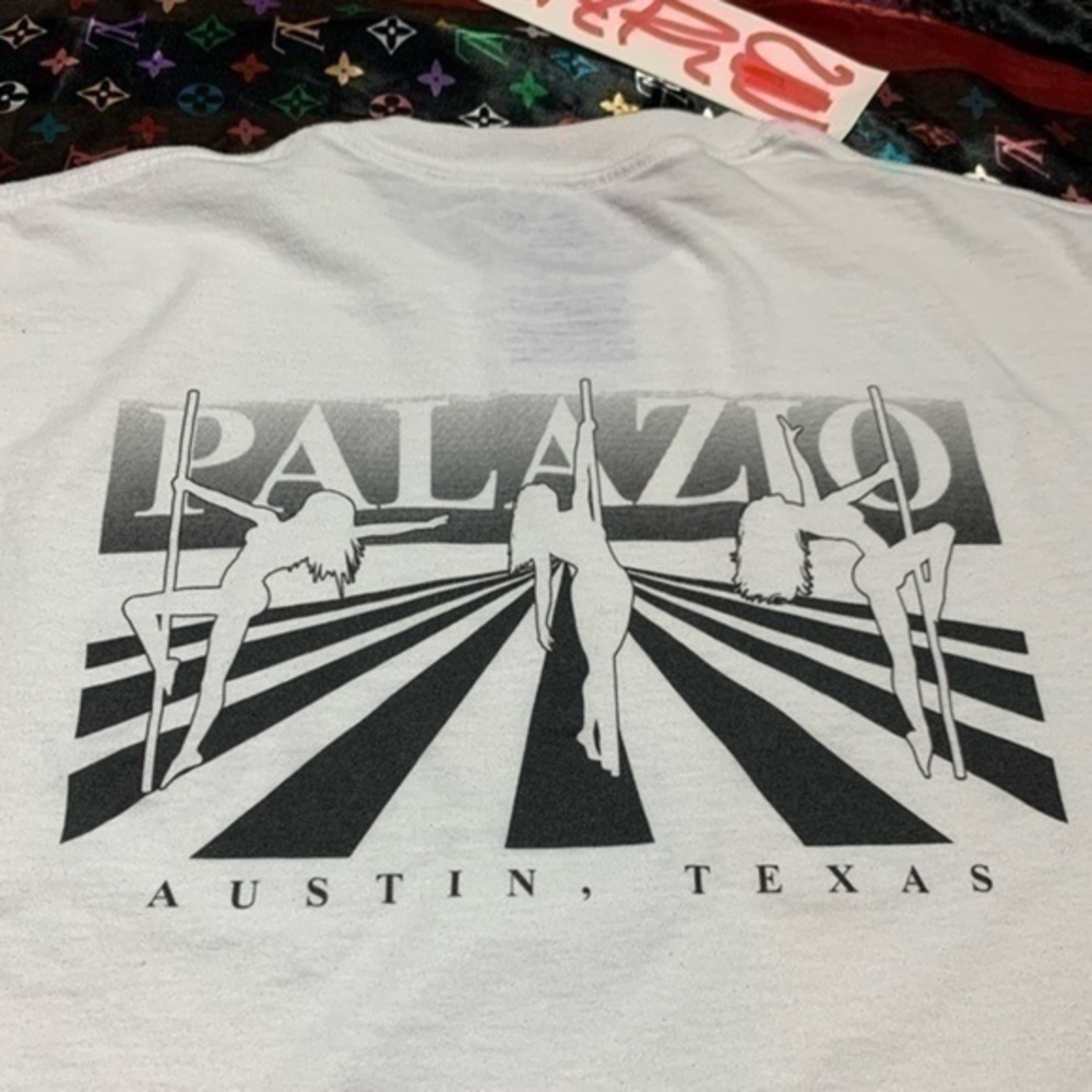 Austin Texas PALAZIO Mens Club Double Sided Graphic Tee ATX Staff